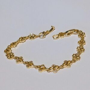 Clover Goldplated Bracelet with Pave Accents